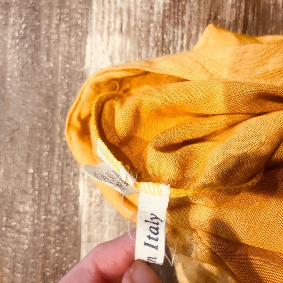 Made in Italy Golden yellow mustard yellow flowy midi skirt - Picture 4 of 13